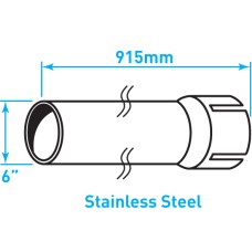 Air Intake Stainless Steel Tube, Straight, Expanded End / Notched - 6" x 36"